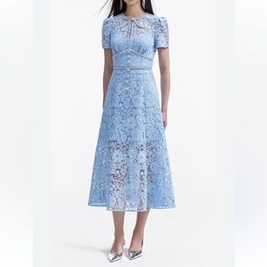 Self-Portrait Blue Cord Lace Bow Midi Dress – NWT, Size 4